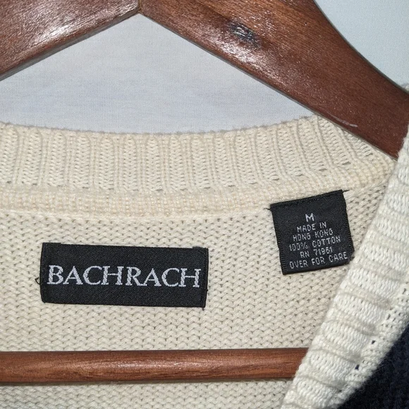 Vintage Bachrach 100% Cotton Geometric Print Knit Sweater Sz Large - Picture 6 of 10